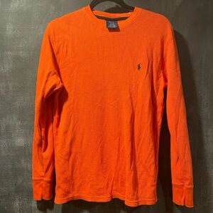 Polo by Ralph Lauren Men's Orange Long Sleeve waffle thermal Shirt